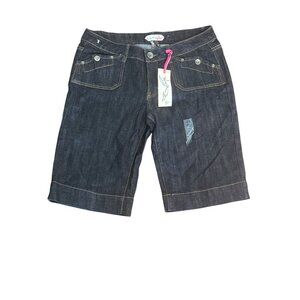 Boom Boom Jeans Womens Size 13 Bermuda Stretch Denim Shorts Dark Wash Casual